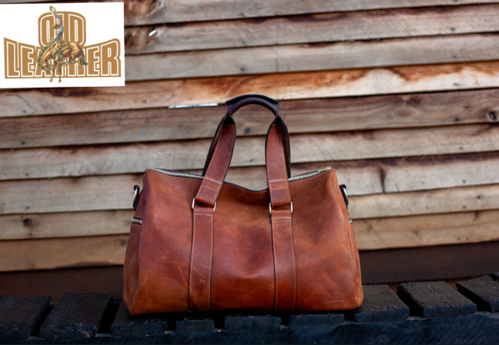 Old Leather Travel Bag - Image 3